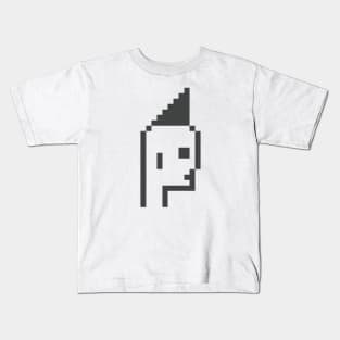 Pixel Art / Cool Mohawk - Black on White / ToolCtypto NFT Kids T-Shirt